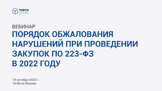 Порядок обжалования нарушений при проведении закупок по 223-ФЗ в 2022 году