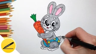 How to draw a rabbit with a carrot step by step | drawing for beginners