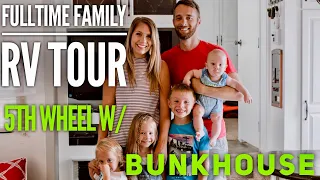 RV TOUR Fulltime Family of 6 with HUGE BUNKHOUSE // Our Tiny Home on Wheels // Renovated RV