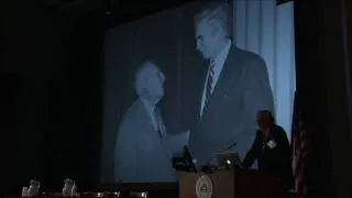 Donald A.B. Lindberg speaking at the Genbank 25th Anniversary