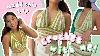 How I crochet a top inspired by the famous pinterest dress 🌺 beginner friendly diy crochet top