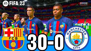 FIFA 23 - MESSI, RONALDO, MBAPPE, NEYMAR ALL STARS PLAYS TOGETHER | BARCELONA 38-0 MANCHESTER CITY