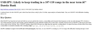 USD JPY Likely to keep trading in a 107 110 range in the near term Danske Bank