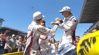 Joy for Porsche team after winning 24 Hours of Le Mans