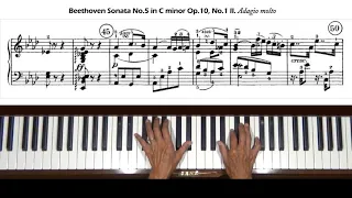 Beethoven Sonata No. 5 in C minor Op. 10, No. 1 Adagio molto Piano Tutorial