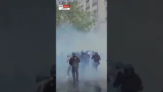 Demonstrators unleash on police during violent protests in France