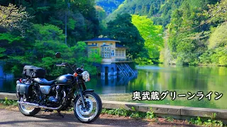 Okumusashi Green Line in fresh green [Kawasaki W800 Street].