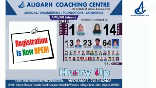 AMU|JMI- MBA,B.ED,MFM Entrance 2019| Aligarh Coaching Centre