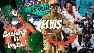 SCARE PRANK St. Paddy's Day in Las Vegas: Gold Man Bumps into Elvis!!