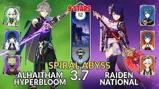 New 3.7 Spiral Abyss│Alhaitham Hyperbloom & Raiden National |Floor 12 - 9 Stars| Genshin Impact