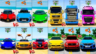 Bugatti Chiron vs Color Trucks vs Lamborghini Urus vs Mercedes SLS- GTA 5 & BeamNG Drive Compilation