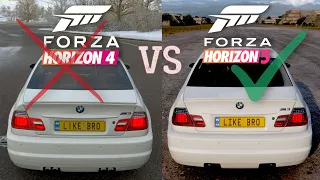Forza Horizon 5 vs 4 gameplay and engine sounds comparison BMW M3 E46