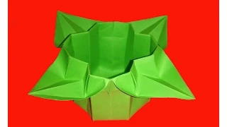 Easy Origami basket. Easter favor Box for sweets with petals!