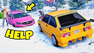 РЕАЛЬНЫЕ ПАЦАНЫ В GTA 5 - ГОПНИК ВЫТАЩИЛ ДЕВУШКУ НА МЕРСЕДЕСЕ ИЗ СУГРОБА ⚡ ГАРВИН