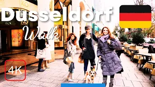 Dusseldorf Germany Walking Tour 4K City Center Street Walk Downtown Winter 2023