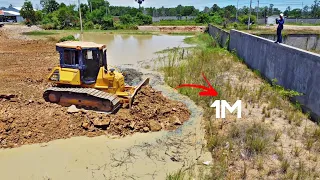 Part 9 The Project Update.Bulldozer Heavy Pushing Soil &Stone with Damptruck 5T Next The Wall