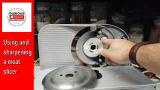 DuB-EnG: Meat Slicer Service Maintenance Sharpening a Rotary Blade - Cutting Frozen Meat - ASMR