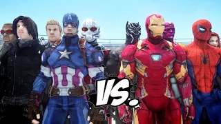 Team Captain America vs Team Iron Man - Civil War Battle