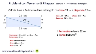 Teorema di Pitagora - Esempio .7 (area e perimetro rettangolo)