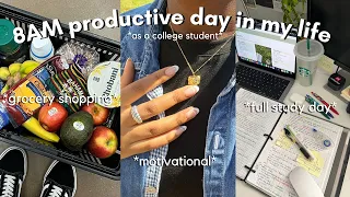 STUDY VLOG | 8 AM productive study day (long study day, study tips, grocery shopping ☀️)