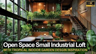 Space-Saving Design: Open Space Small Industrial Loft with Tropical Indoor Garden