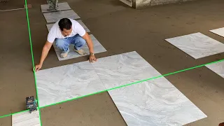 Excellent Techniques In Living Room Floor Construction Using Large Size Ceramic Tiles 80x80cm