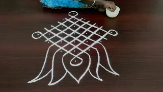 beginners sikku kolam designs with 7x1 dots || melika muggulu with dots || muggulu rangoli designs