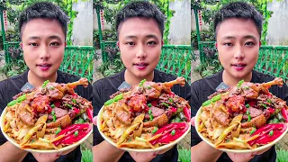 Rual Food: Chinese Eating Fried Chicken With Glutinous Rice Shoost | Home Cooking