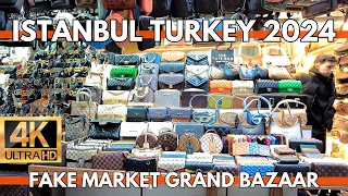 ISTANBUL TURKEY 2024 GRAND BAZAAR FAKE MARKET SHOPPING 4K ULTRA HD WALKING TOUR VIDEO