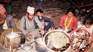 dharme brother is cooking buff curry and rice for dinner || @ruralnepall