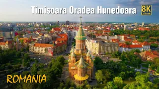 8K Ultra HD - Timisoara Oradea Hunedoara Aerial Drone view, Romania