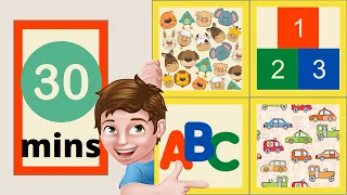 30 mins ABC phonics.Animals.Vehicles.Birds.Fruits.Vegetables.Numbers.Shapes.Months.Days.The Family.