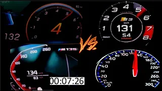 Audi s3 vs mercedes a35 vs Ford focus RS vs bmw m135i Drag Race rolling Race