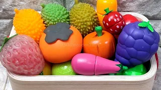 ASMR Sensations : YELLOW Wooden & Plastic Fruits and Vegetables #mixingfruits #satisfyingvideo