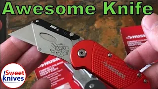 [73] Husky Compact Folding Utilty Knife From Home Depot - Red