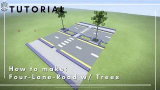Minecraft - How to make 4-Lane Avenue // 4-Lane Road with Trees Tutorial #3