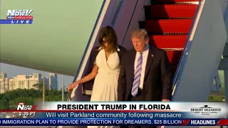 PRESIDENT TRUMP BUMPS Melania Walking Down Air Force One In Florida (FNN)