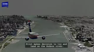 Hudson River Plane Landing (US Airways 1549) Animation with Audio