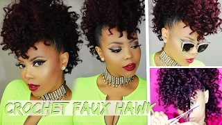 NO CORNROWS $17 BRAIDLESS CROCHET |CURLY CROCHET FAUX HAWK TUTORIAL 4C NATURAL HAIR STYLE |TASTEPINK