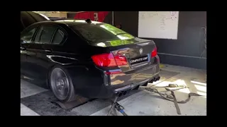 BMW 530d F10 Dyno upgrade big turbo big intercooler 401hp 760Nm. No smoke