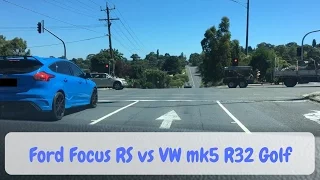 Ford Focus RS vs Stock 2008 VW Mk5 R32 Golf