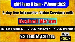 Know how to increase your score in CAPF Paper II Exam ...Live Session with Rashmi Ma'am.