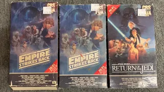 “The Empire Strikes Back” (1980) and “Return of the Jedi” (1983) VHS tapes from the 80s