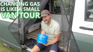 SMALL VAN TOUR | CAMPINGAZ BOTTLE needs changing in a CONVERTED VW TRANSPORTER T6.1 | TONKE VAN XL