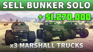 GTA 5 Selling Full Bunker Solo | GTA ONLINE SELL BUNKER STOCK SOLO IN FULL LOBBY (3 Marshall Trucks)