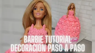 TUTORIAL PASO A PASO DECORACIÓN PASTEL BARBIE VESTIDO DE MUÑECA