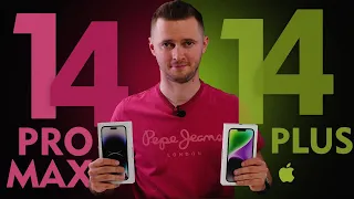 iPhone 14 Plus или 14 Pro Max. Большие и мощные. Айфон 14 плюс или 14 про макс.