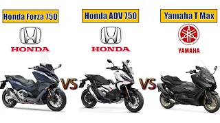 2023 Honda Forza 750 vs 2023 Honda ADV 750 vs 2023 Yamaha T Max Engine, Specification, Features