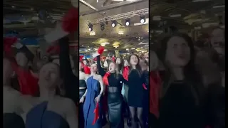 High school graduation party (School Prom) in Yekaterinburg, Russia. Girls singing "I'm Russian"