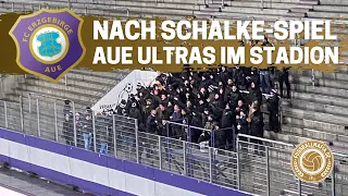 Aue-Ultras gelangen nach dem Schalke-Spiel in die Kurve (22.01.2022)